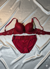 Luxury Red Bridal Bra Set – Lace & Satin Comfort Wear