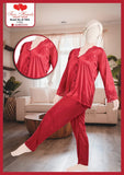 Two Hearts 2 piece silk TROZER Shirt Front lace